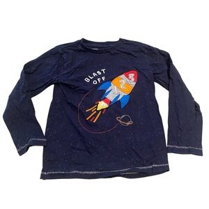 Next Direct Boys 5-6yr Long Sleeve Top Shirt Rocket Ship Embroidered Fall Winter